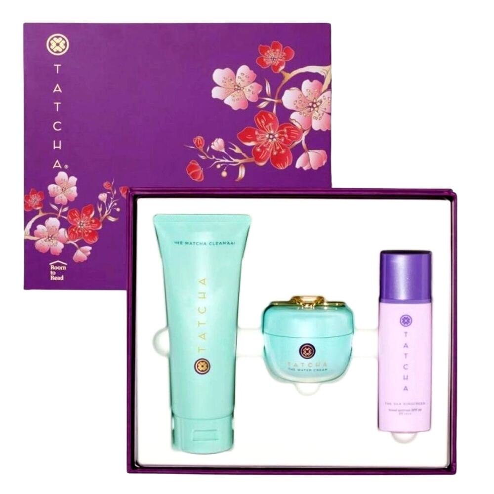 Tatcha The Pure Pores Trio Set - Matcha Cleanse, Water Cream, Silk Sunscreen NEW